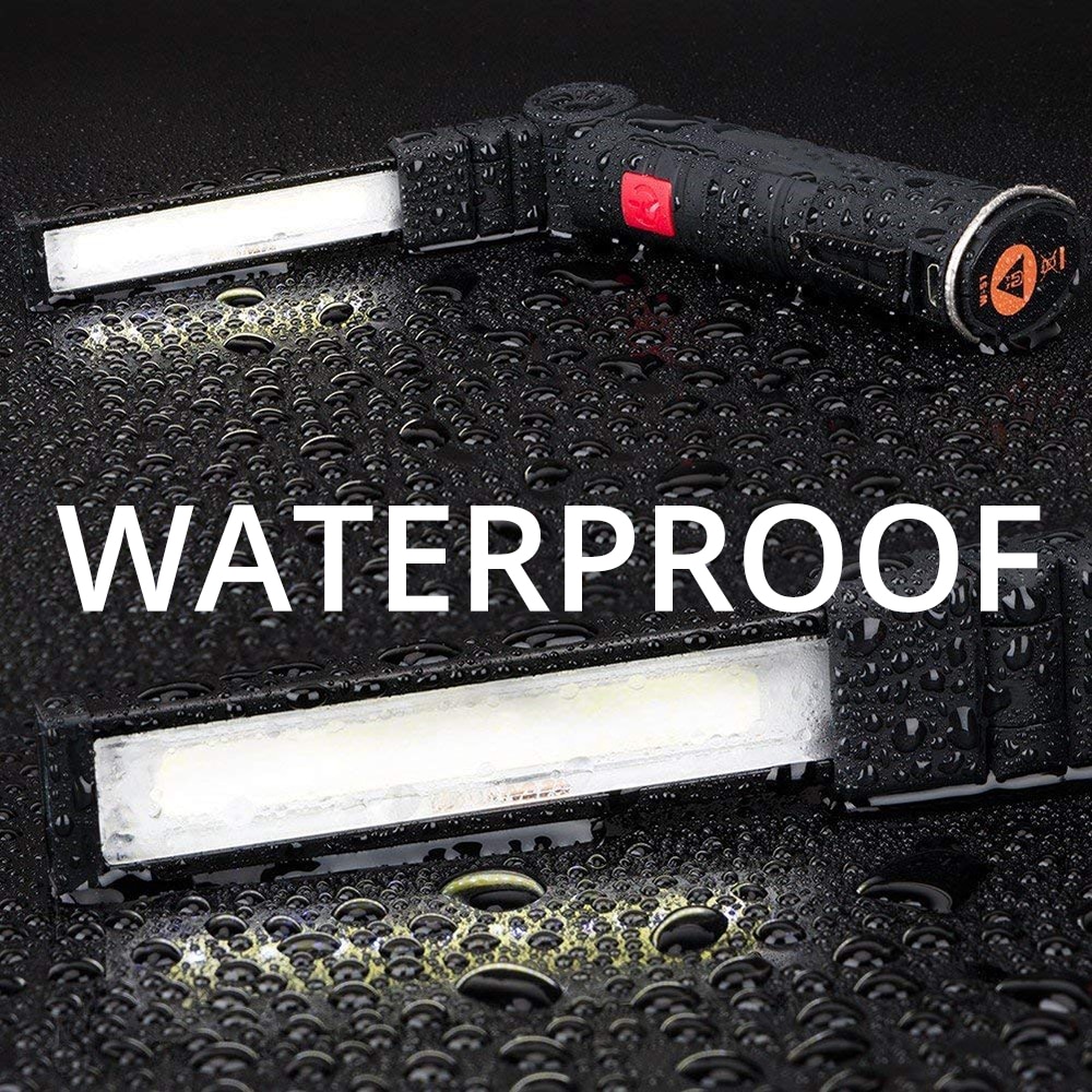 USB rechargeable COB LED flashlight work light Inspection Light 5 modes Tail magnet Hanging torch lamp 2 sizes waterproof