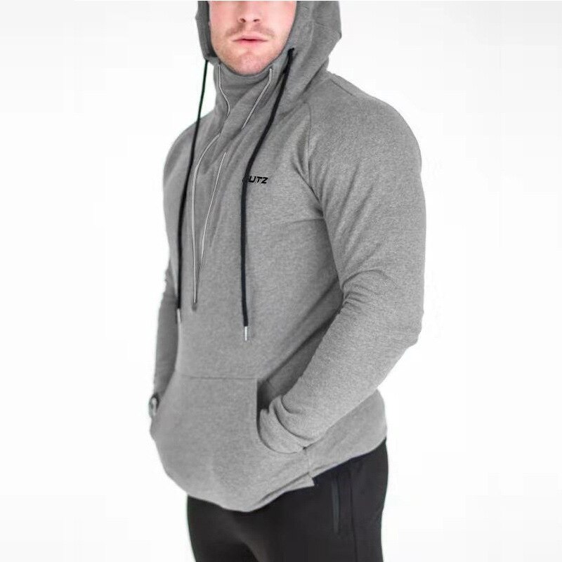 Muskel kondisjonstrening for menn løping sport basketball hettegenser ren bomull casual løs plus size trend hettejakke med glidelås: M / Grå