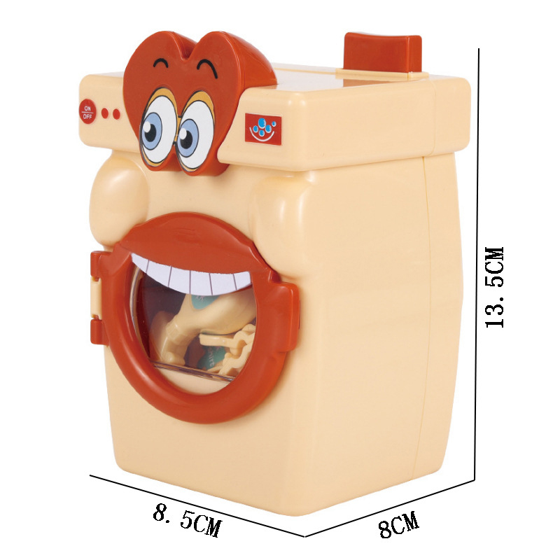 14 Pcs Cartoon Big Mouth Washing Machine Toy Girl Play House Simulation Life Appliances Pretend Housework Game Toys For Children
