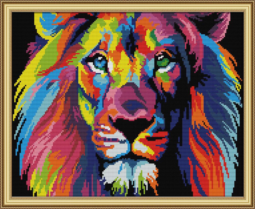 TOP Coloured lion cross stitch kit aida 14ct 11ct count print canvas stitches embroidery DIY handmade DA189