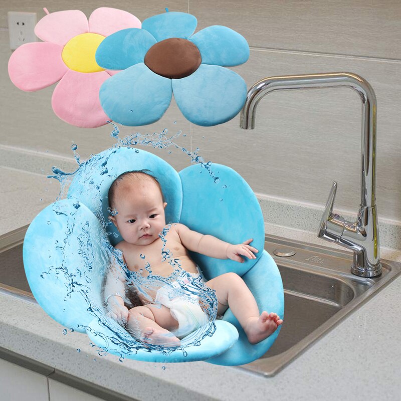 Flor de baño de bebé bañera infantil cojín suave soporte tumbona de fácil secado y antideslizante Mat JA55