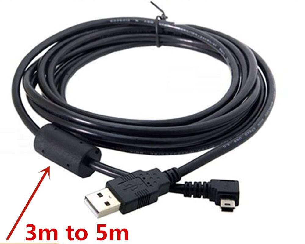 USB 2.0 to Mini USB Data Sync Cable 90 Degree Angled Elbow 5 Pin B Male to Male 0.5m 1.8m 5m Charge Charging Cord for Camera MP3