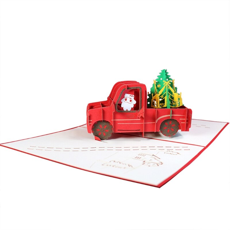 3D Pop-up Christmas Tree Santa Greeting Card Xmas Year Postcards Invitations: 3