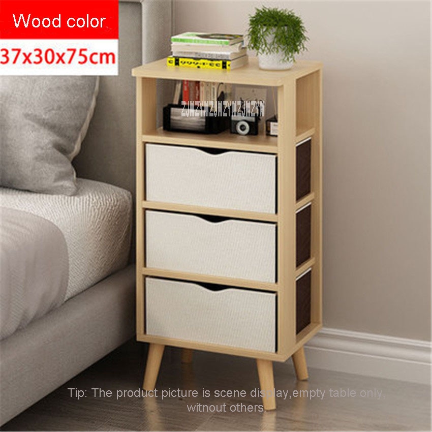 Simple Bedside Table Cabinet Bedroom Locker Economical Wooden Nordic Mini Small Apartment Bedroom Nightstands Modern Locker