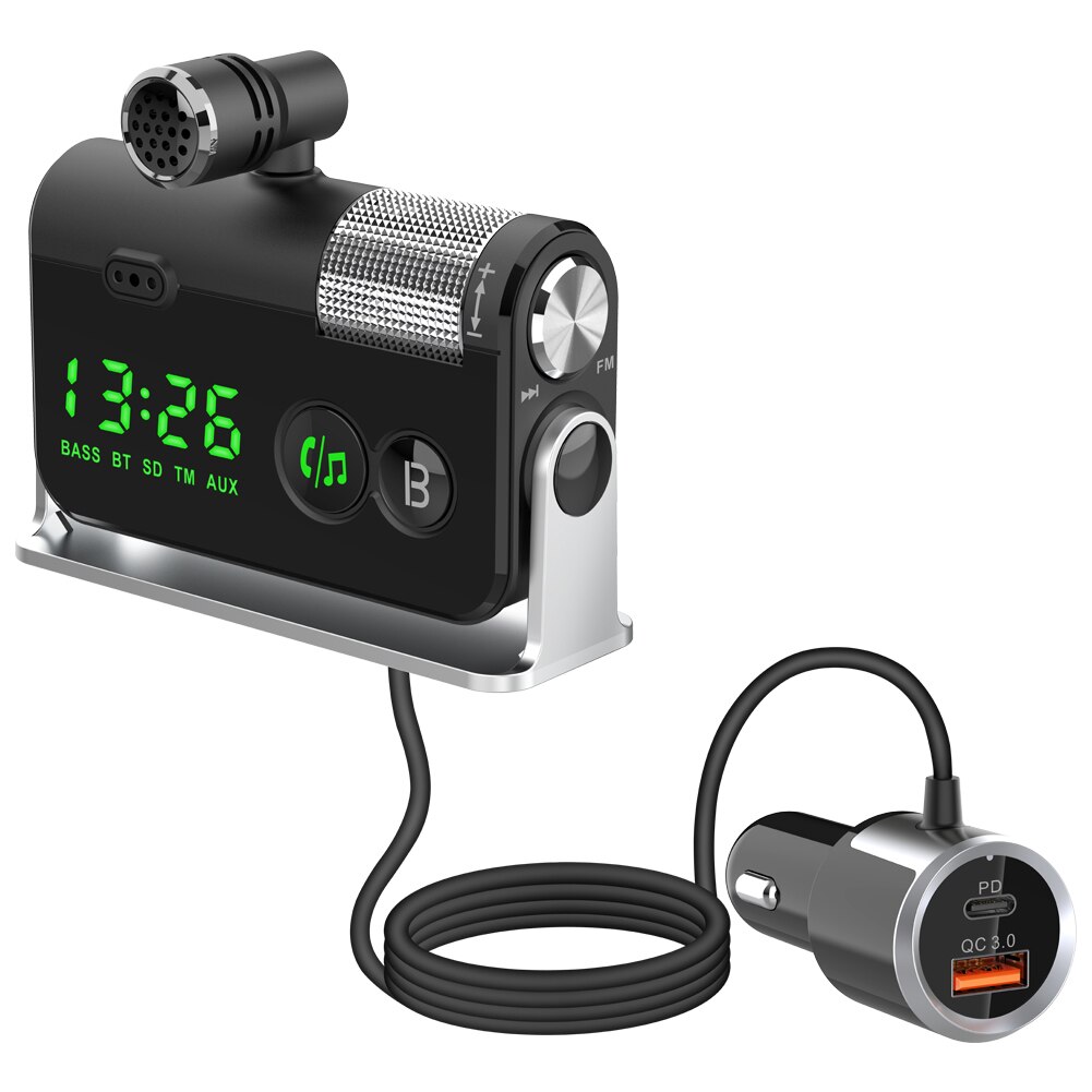 Car 5.0 FM Transmitter BC73 Car Bass Sound Music Player QC3.0 PD Charger USB Fast Charger Car Accessories: Default Title