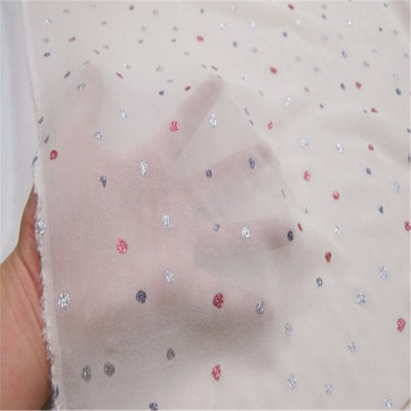Tela Jacquard de seda brillante con de lunares, tejido de seda con estampado de puntos dorados, Jacquard metálico para decoración de primavera