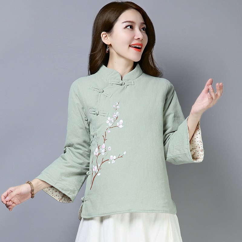 Chinese Stijl Traditionele Katoen Linnen Jassen Kleding Vrouwen Hanfu Warme Jas Vintage Tang Pak Oosterse Cheongsam Tops KK4120: 2 / Xl