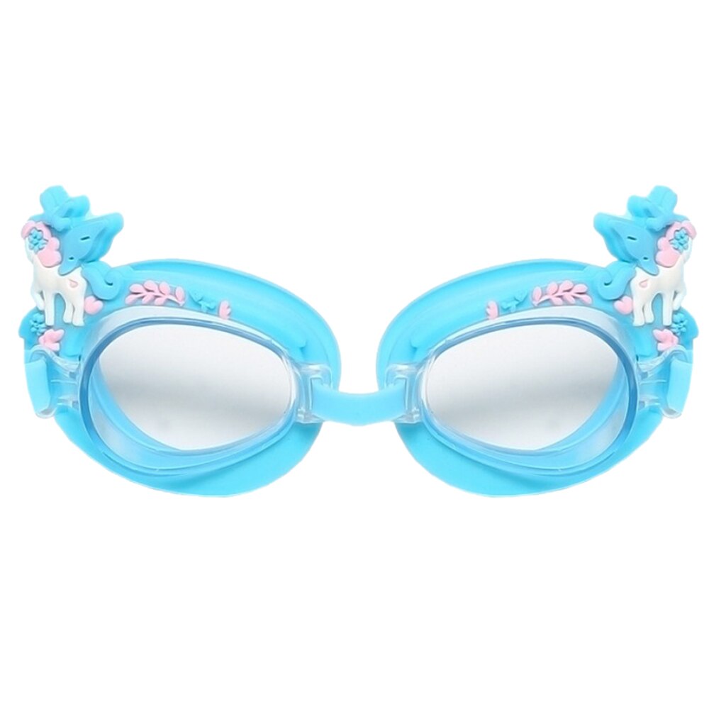 Børn svømmebriller anti-tåge vandtætte svømmebriller & silikone ramme børn svømmebriller til børn: Blå hest