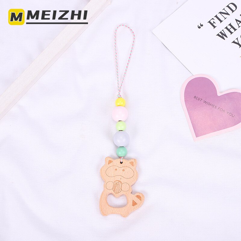 Meizhi Zachte Anti-Vallen Babykamer Decoratie Hanger Gekleurde Wol Kraal Soort Houten Ring Hanger Vier Stuk Kind molaire Speelgoed