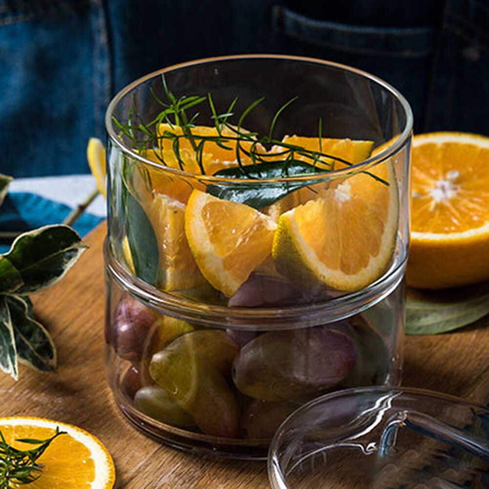 Caja de golosinas de fruta deshidratada de múltiples capas, recipiente apilable de plástico acrílico transparente con cubierta, contenedor de almacenamiento de alimentos para aperitivos