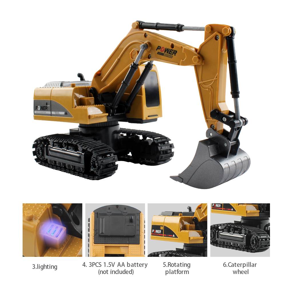 Mofun 1027 RC Excavator 1/24 6CH Vehicle Models With Light Music Children Toy Kid Remote Control Drive Machine