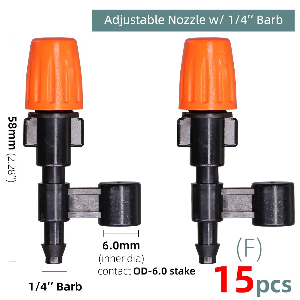 Aspersores atomizadores de pulverización para jardín, sistema de riego por goteo con conectores, boquilla de goteo de 1/4 &quot;y 3/8&quot;: F
