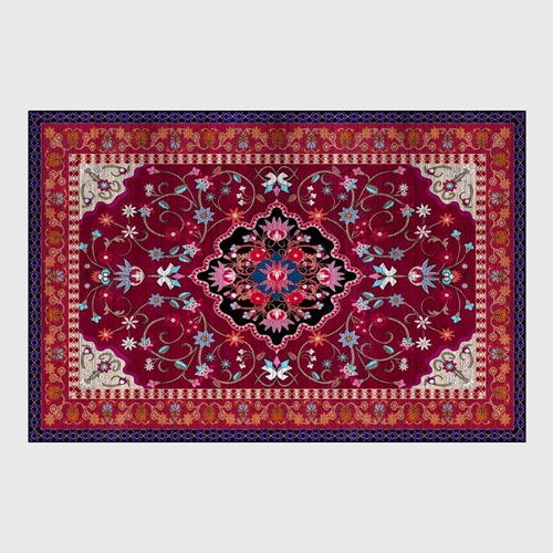 Persian Style Area Rugs Luxury Red Flower Printed Large Carpets for Living Room Bedroom Decor Tapete Kitchen Anti-Slip Floor Mat: 40x120cm