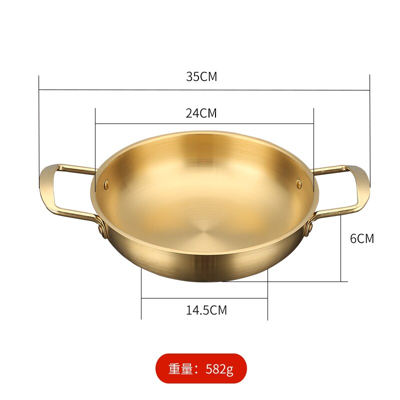 Ollas de Metal para cocina, Mini ollas coreanas de acero inoxidable, Conjunto de cerámica, utensilios de cocina para el hogar OC50MG: gold 24