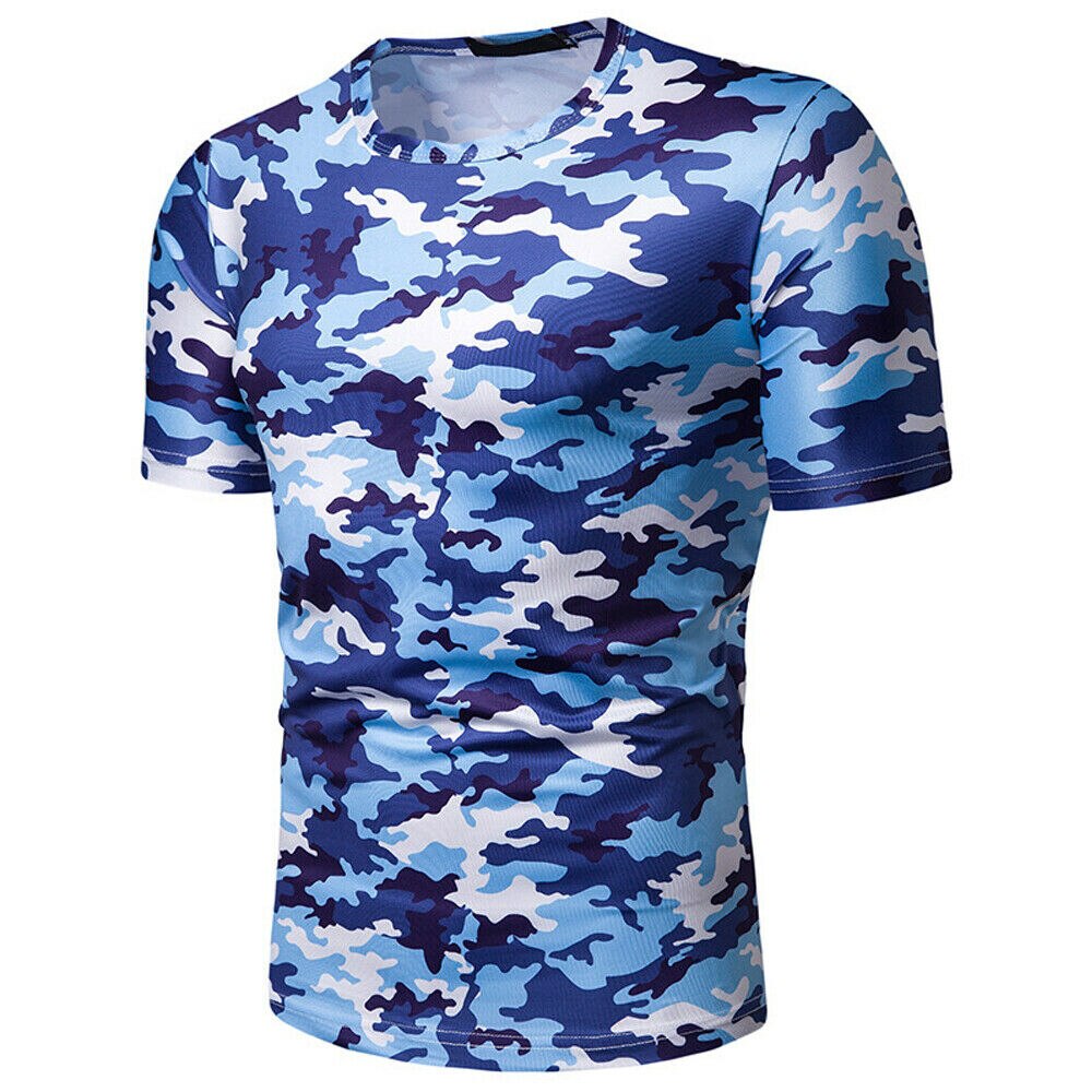 Camisetas entalladas informales para hombre, camiseta de manga corta para culturismo, camisetas de camuflaje informales, novedad de