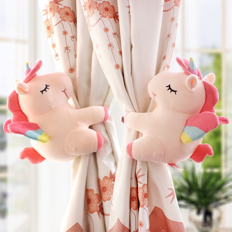 2pcs Unicorn Window Curtain Hook Straps Bedroom Buckle Hangers Belt Tieback Buckle Kids Children Bedroom Decorative Accessories