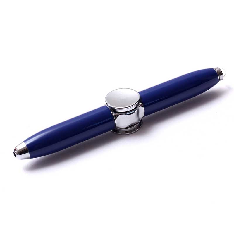 metal fingertip gyro pen multi-function LED lamp ballpoint pen rotating business office decompression pen: Blue