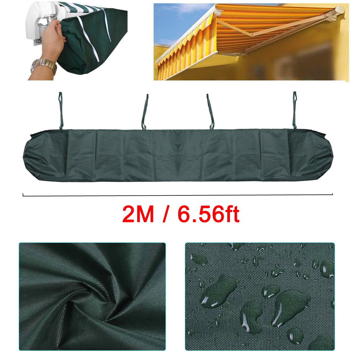 2/2.5/3/3.5/4/4.5/5m Oxford Patio Awning Winter Storage Bag Yard Garden Shelter Rain Weather Cover Protector Sun Canopy Cloth: Green-2M