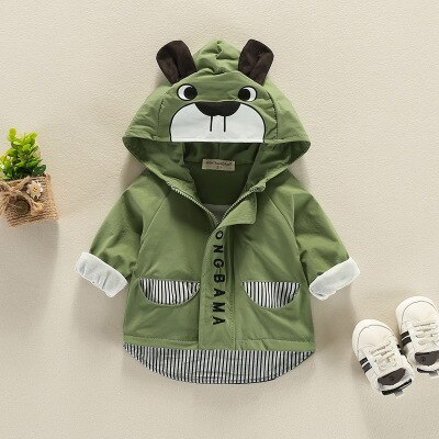lente herfst Baby Jongens Meisjes Jassen Baby Blazer Bovenkleding rash guards Peuter Schattige beer Cartoon Jas Kids Kleding 0-2Y: Army Green / 12m