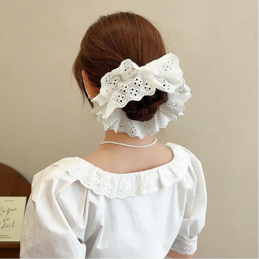 Oversized Lace French Hair Scrunchie For Women Elastic Ponytail Holder Headbands Korean Hair Bands Elastic Hair Accessories