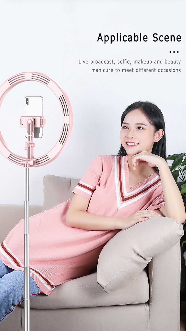 Round Base Dimmable LED Ring Light Portable Storage Folding Phone Selfie Fill Light Mobile Phone Fill Light