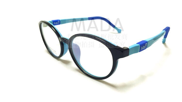 Marco de gafas de silicona, marco redondo para chico, espectáculo de miopía para niños y niñas, muy suave y cómodo de: Black inner blue
