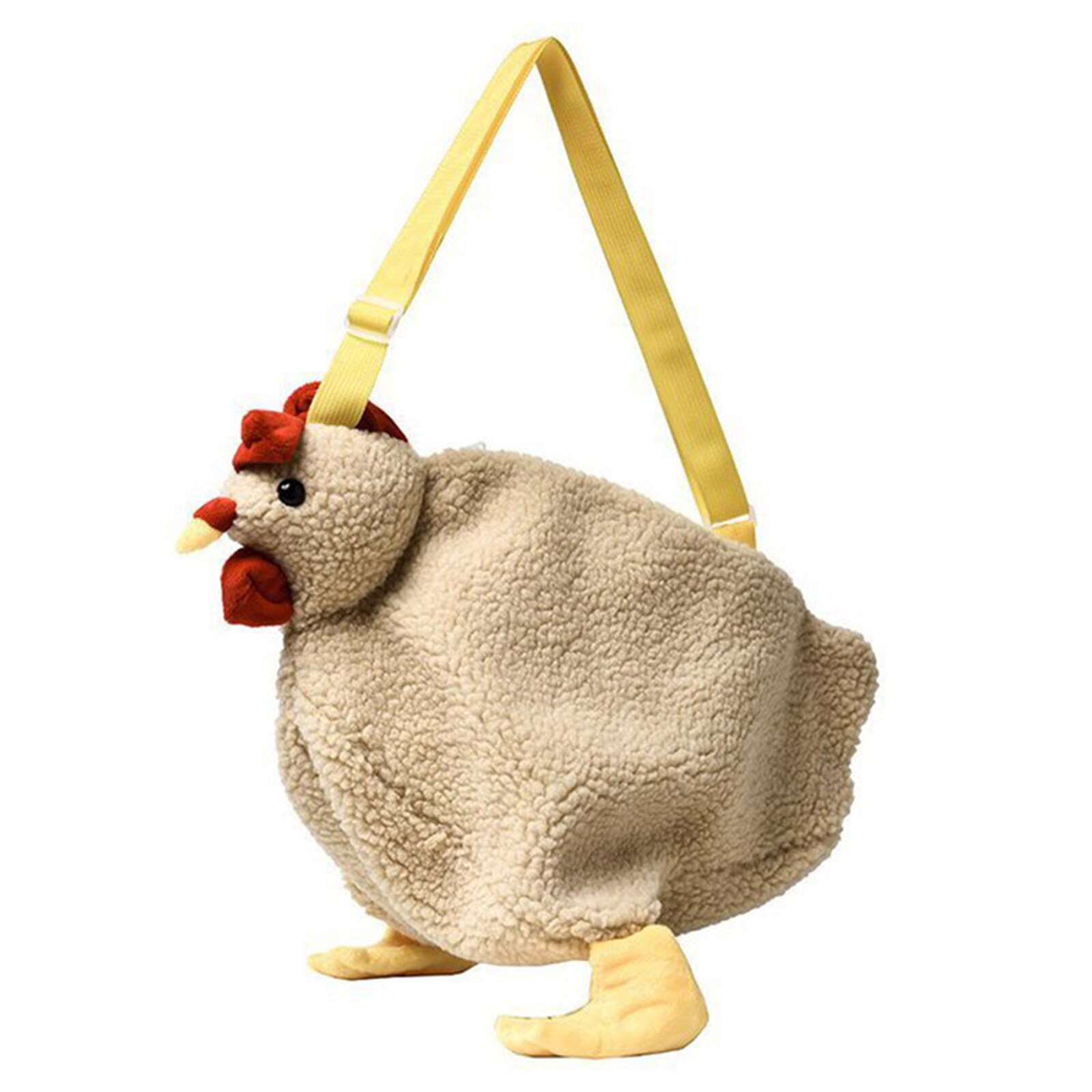 Chickens Shape Bag Zipper Crossbody Purse for Women Soft Fleece Cute Shoulder Bags TY66: Khaki