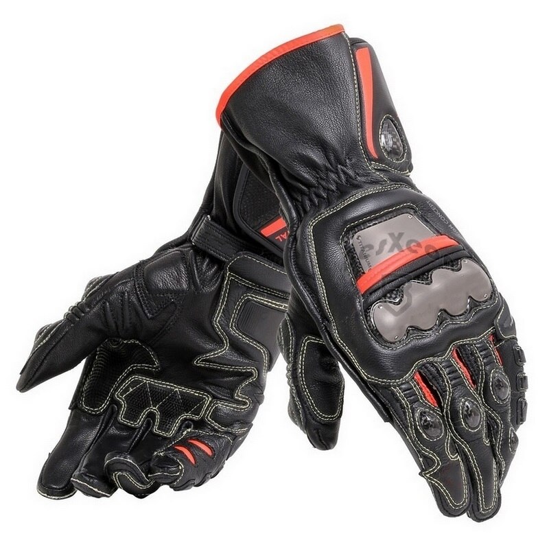 4 Kleuren 100% Echt Lederen Dain Full Metal 6 Motorhandschoenen Racing Lange Handschoenen Rijden Motor Koeienhuid Handschoenen: Orange / M