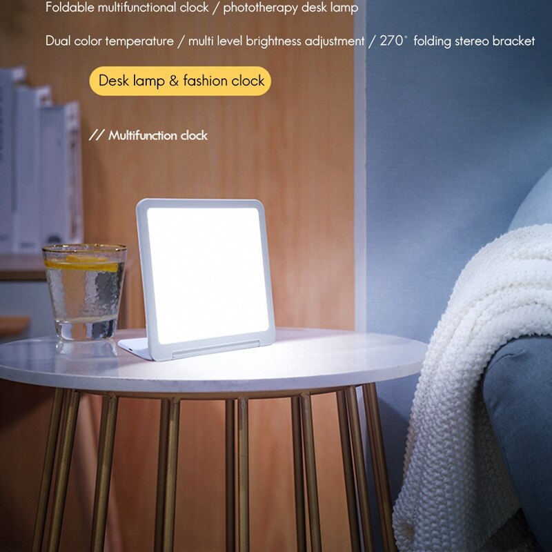 Light Therapy Lamp, UV-Free 10000 Lux LED Light, Adjustable Brightness Levels, Press Control, Alarm Function