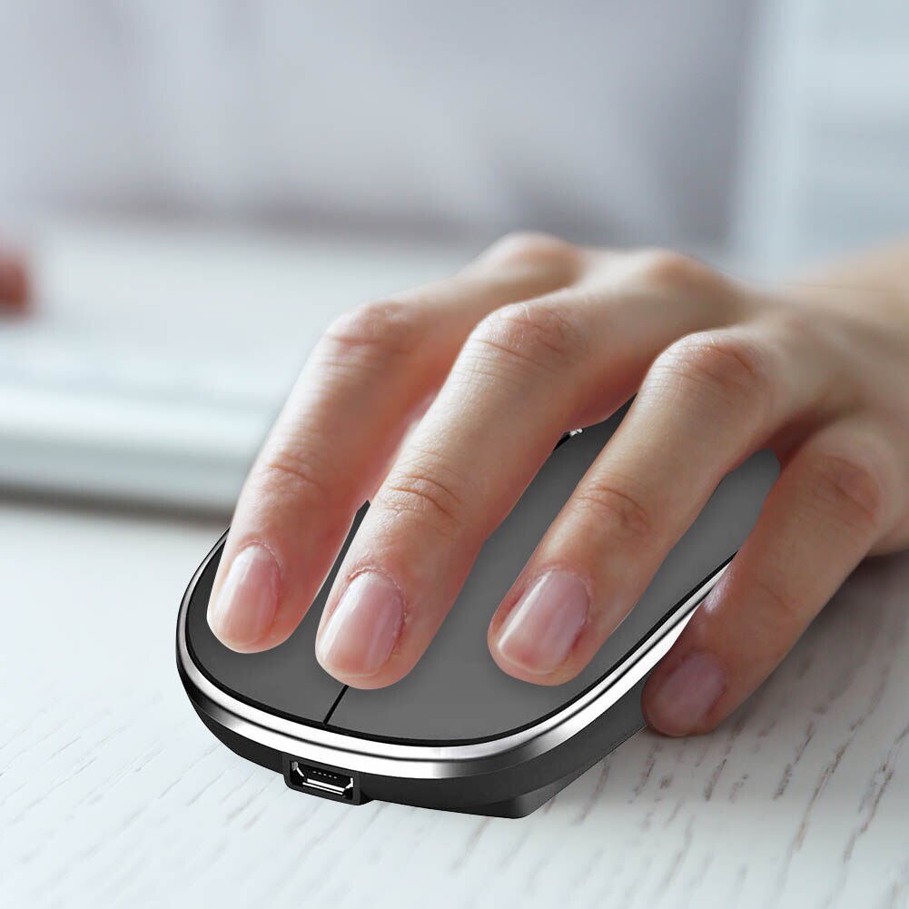 Silent Ergonomic Wireless Mouse with 2.4GHz USB Receiver + Type C Adapter