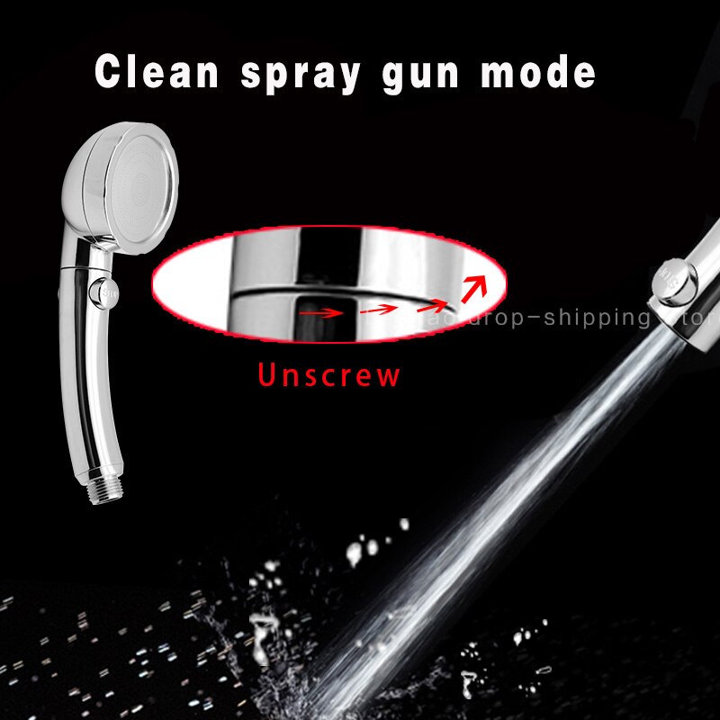 Handheld Douchekop Hoge Druk Chrome 3 Spary Instelling Met On/Off Pauze Schakelaar Waterbesparende Verstelbare Luxe Spa afneembare