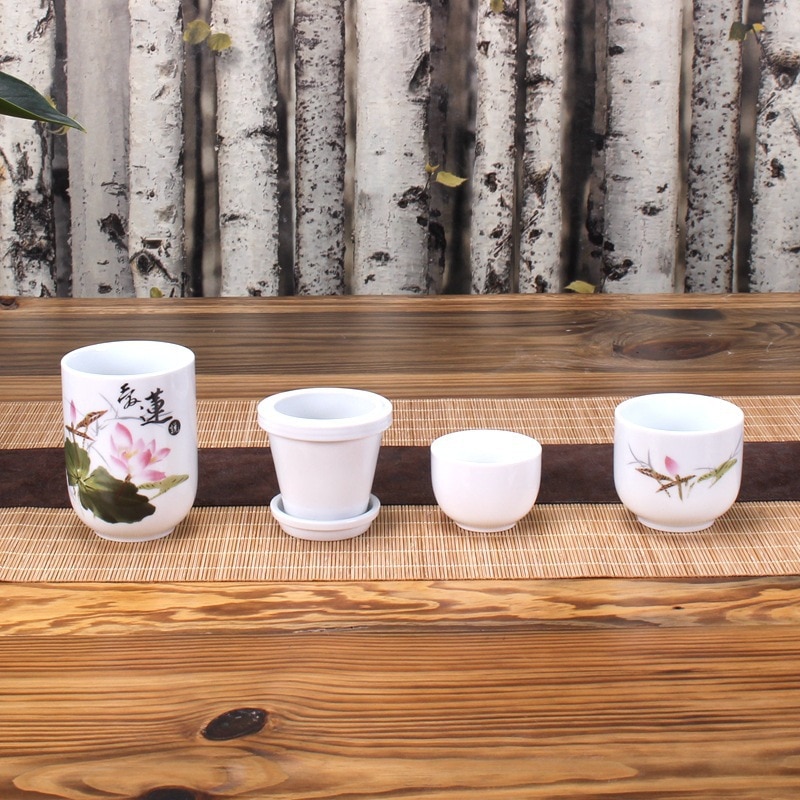 Portable Travel Tea Set Ceramic cup Porcelain inclue 1pot 2cups, gaiwan Concentric Cup Office Home Quick Cup easy teapot kettle