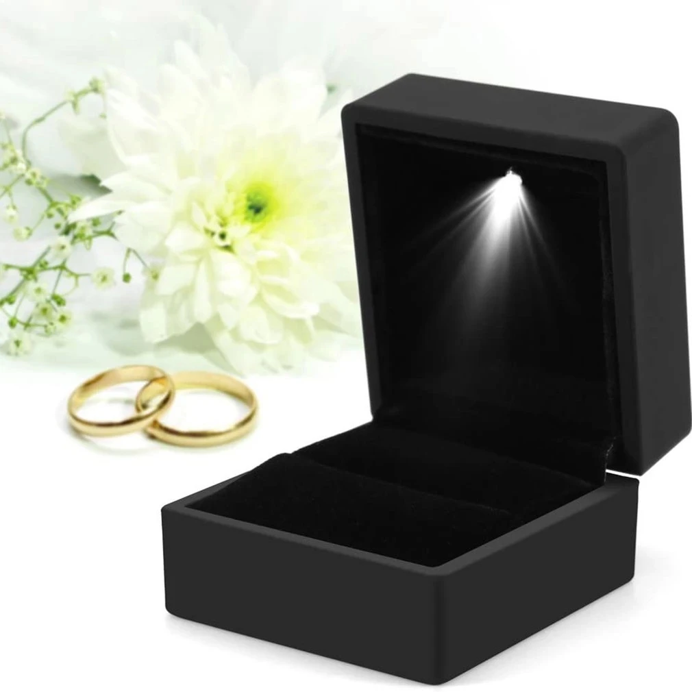 Sieradendoos LED-ringdoos voor trouwring Verlovingsringdoos Geschenkdoos Verpakking Showdozen met licht, doos voor sieradendisplay