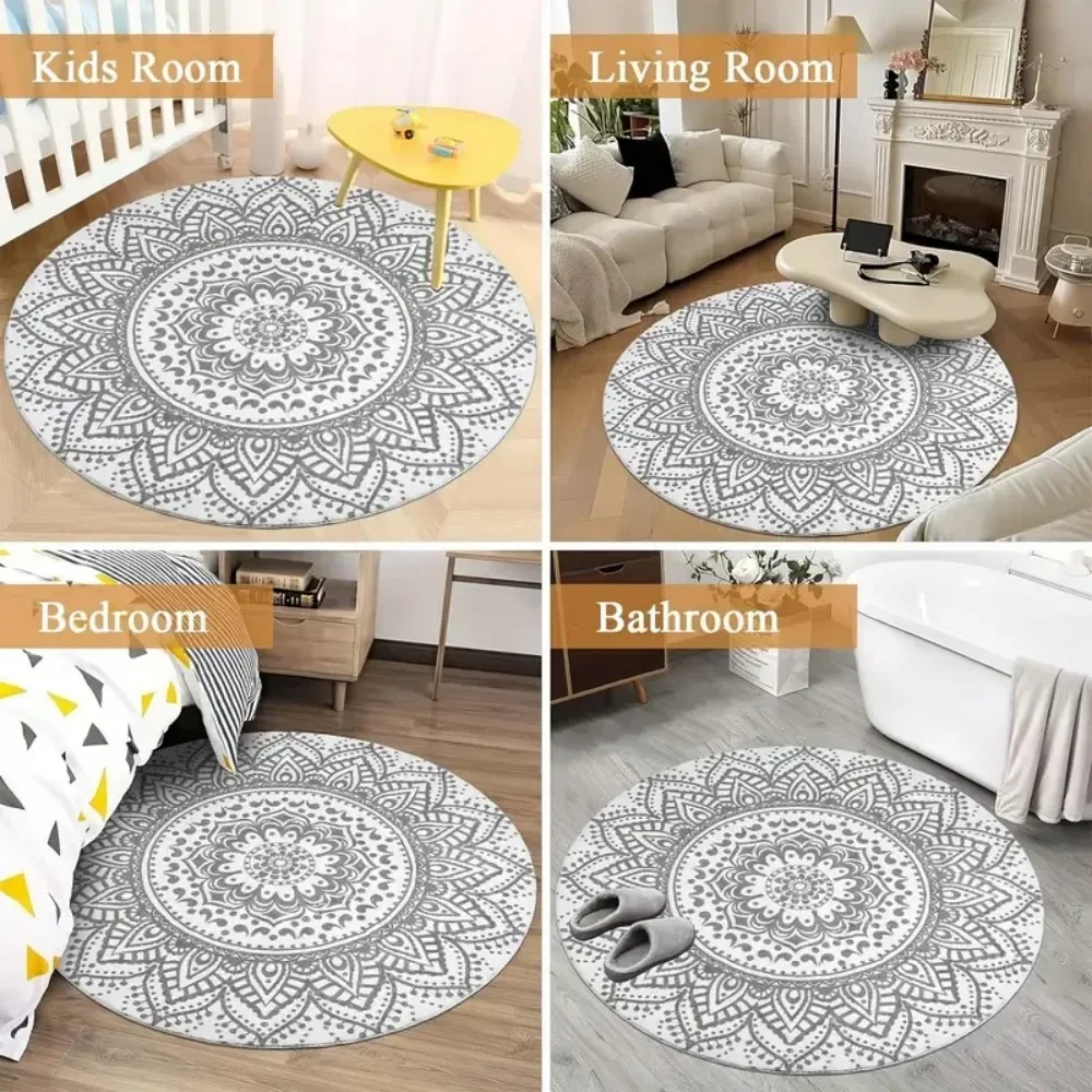Kerst poinsettia bloemen vloerkleed antislip wasbaar rond tapijt voor slaapkamer woonkamer rond vloerkleed decoratie vloermat