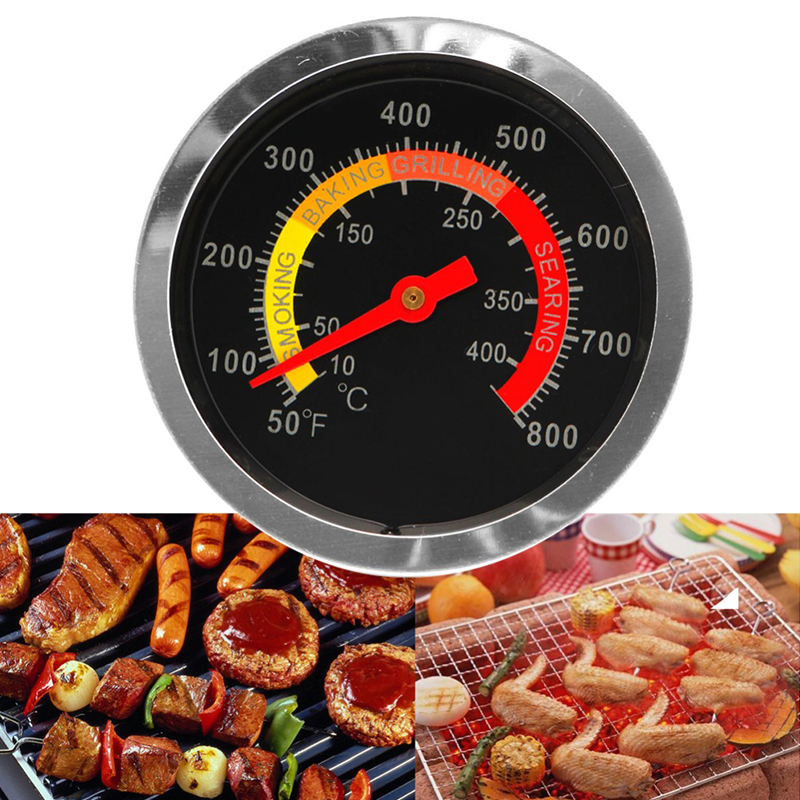 Stainless Steel BBQ Smoker Grill Thermometer Temperature Gauge 10-400Degrees Celsius