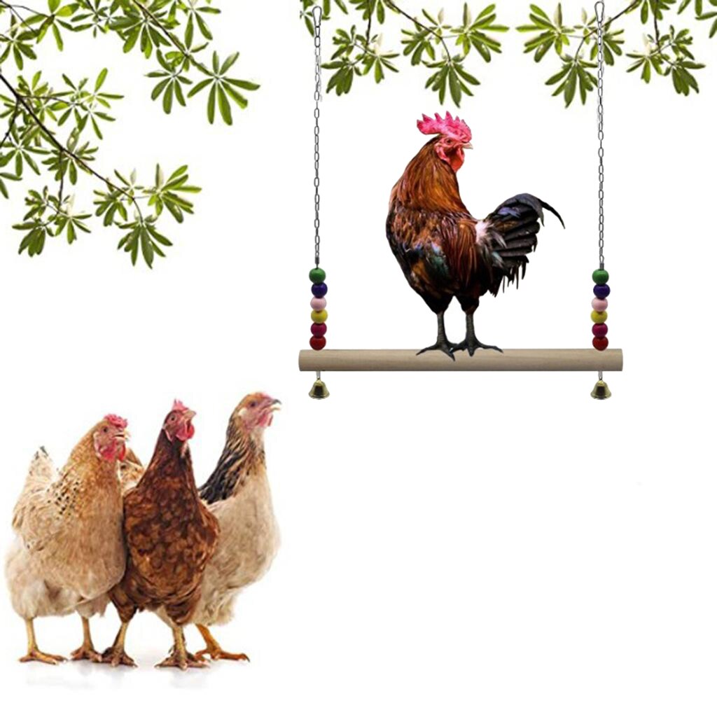Chicken Ladder Hanging Swing Wood Perch Stand for Rooster Hens Large Birds Macaw