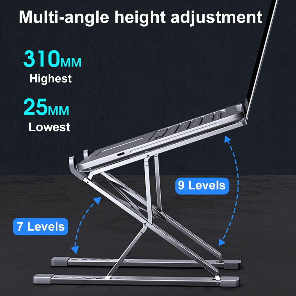 N8 tragbare, verstellbare laptopständer für macbook, tablet und notebook, aluminiumständer, tischkühlpad, faltbarer laptophalter