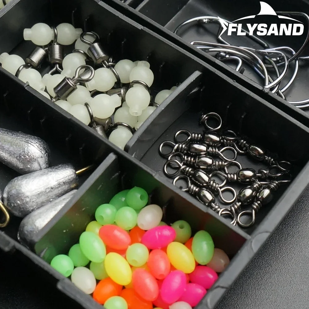 Kit d'accessoires de pêche, boîte de matériel Portable, crochet de poids, baril pivotant, perle lumineuse, rangement léger, 177 pièces