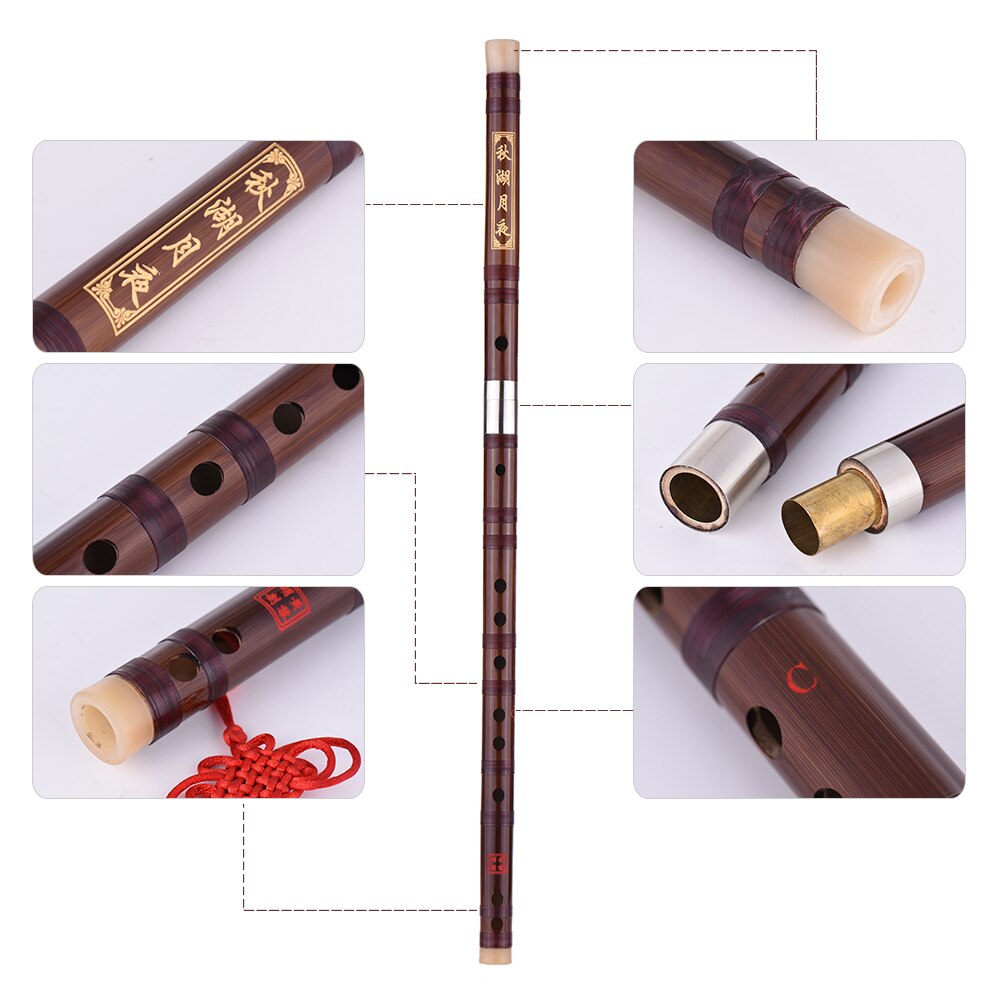 Flûte de bambou verticale chinoise enfichable Dizi Instrument de bois Musical traditionnel fait à la main C Performance professionnelle clé