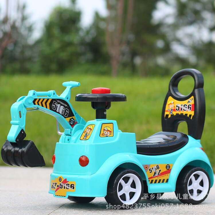 Children&#39;s Excavator RC Car Ride On Toys Balance Walker Simulation Electric Excavator With Music Outdoor Sports Toys for 2-6 Y: Blue