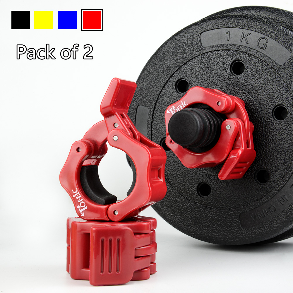 1 par de mancuernas Spinlock, Collar, abrazadera de bloqueo, Clips de mancuerna, barra de levantamiento de pesas, mancuerna de gimnasio, Fitness, construcción corporal: Red / 50mm