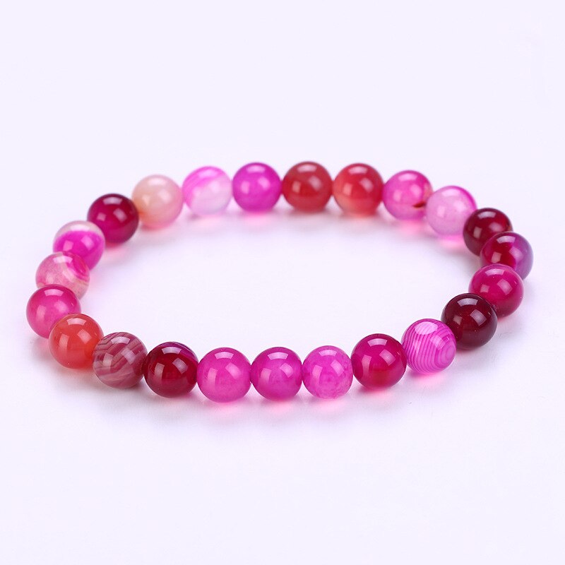 Natuurlijke Transfer Luck Purple Amethisten Bead Armband Chakra Yoga Vulkanische Steen 8mm Ronde Stenen Kralen Armbanden Voor Vrouwen: Rose Red Agate