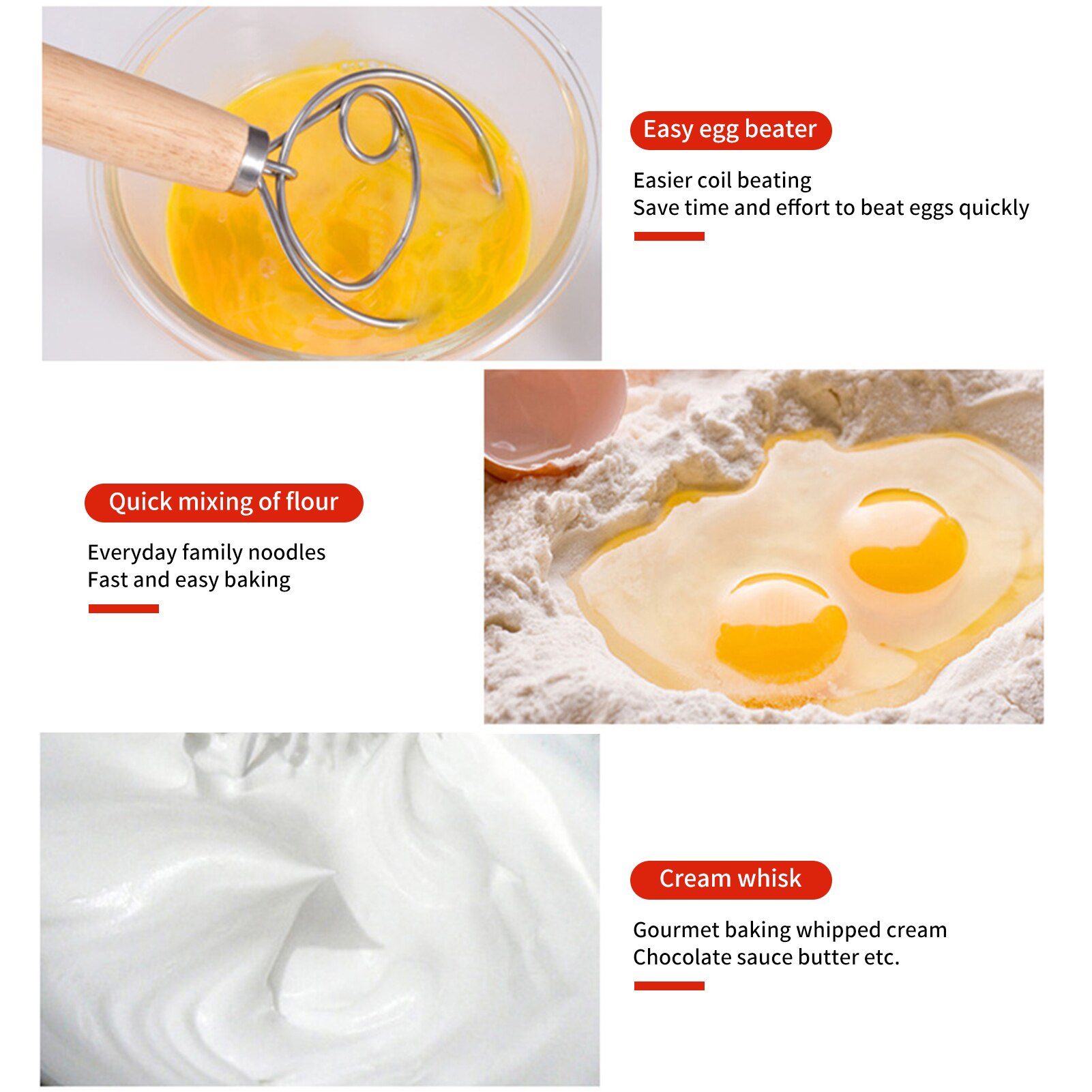 Bread Flour Whisk Blenders Mixer Tool Twist For Dough Cutter Pulverizer Stirring Rod Knead Plastic Scraper Set