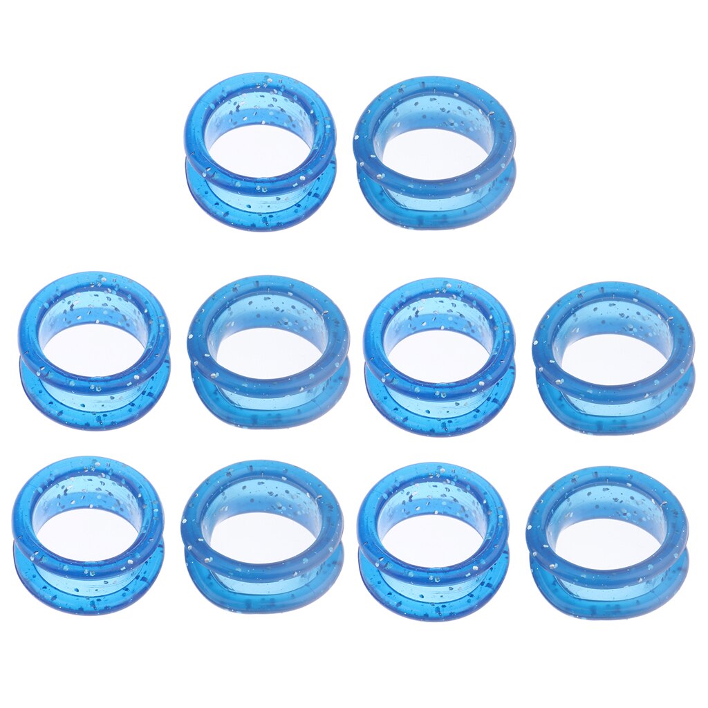 Lote de 10 unidades de tijeras para peluquería en colores surtidos, anillos de sujeción para dedo, insertos de goma blanda para anillos: Blue