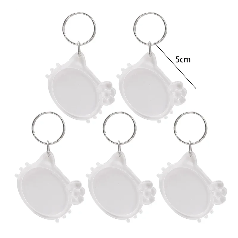 5/30 st transparenta akrylnyckelringar fina tomma fotoramar gör-det-själv-hängen mångsidiga nyckelringar parjubileum: Röd / Röd