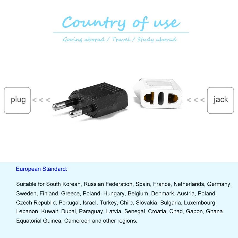 Eu kr reiseadapter stikkontakt amerikansk oss til eu kr euro elektrisk støpsel adapter strømledning lader stikkontakt ac omformer uttak