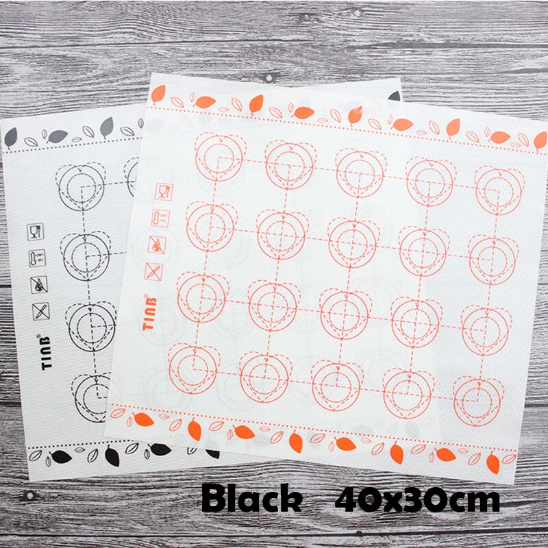 Deeg Gebak Cake Vel Bakvormen Bakken Mat Macarons Non-stick Pasta Tool Cake Maken Gereedschap Rolling Pad Gebak Oven: Black 40x30
