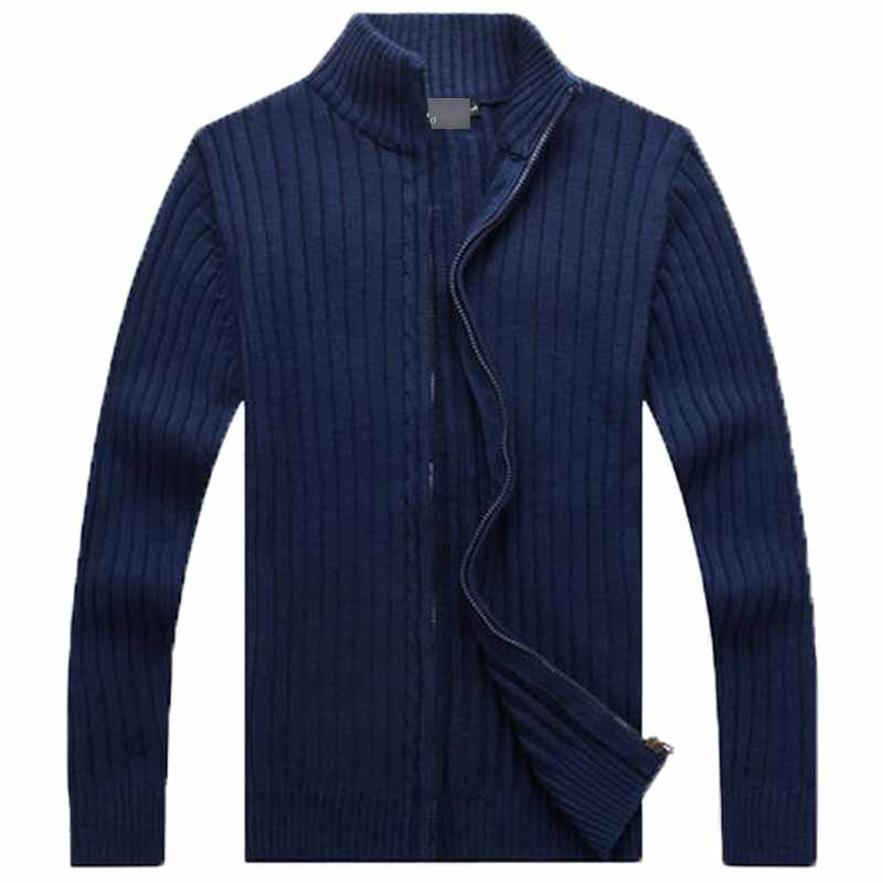 Misniki-suéteres informales para hombre, ropa de punto con cuello levantado, cremalleras ajustadas, cárdigans, M-3XL, AXP29,