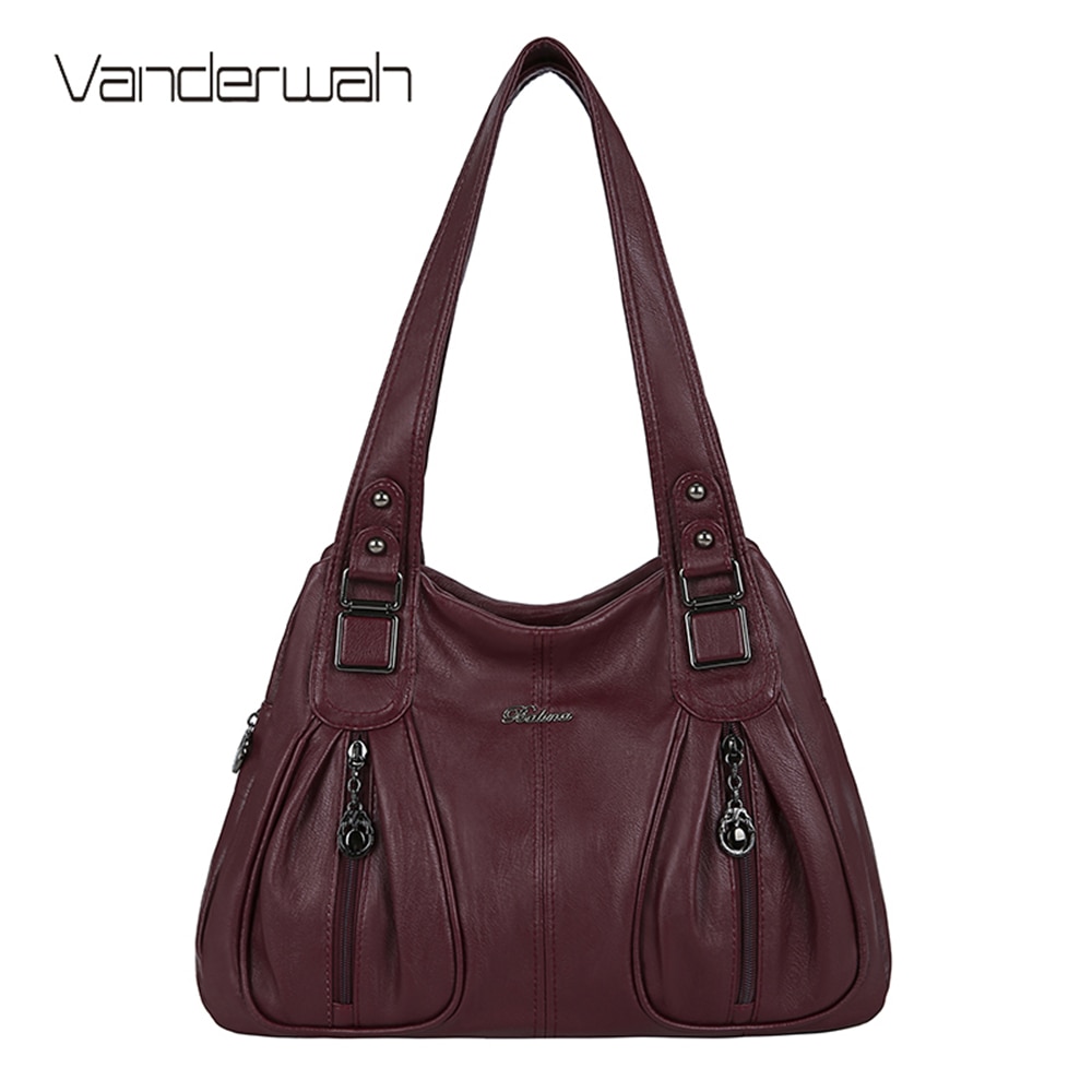 Solid Color PU Leather Shoulder Bags for Women Luxury Handbags Women Bags Handbags Tote Bag Sac