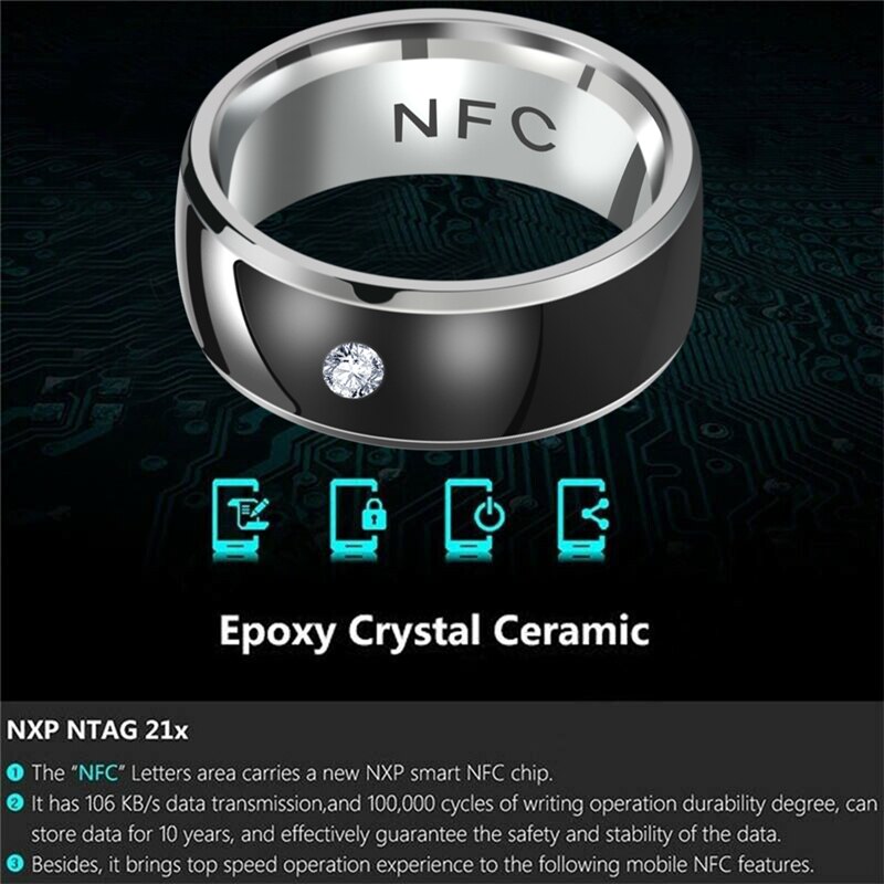 1PC NFC Multifunctional Intelligent Ring Finger Smart Wear Finger Digital Ring Connect Android Phone Equipment Rings